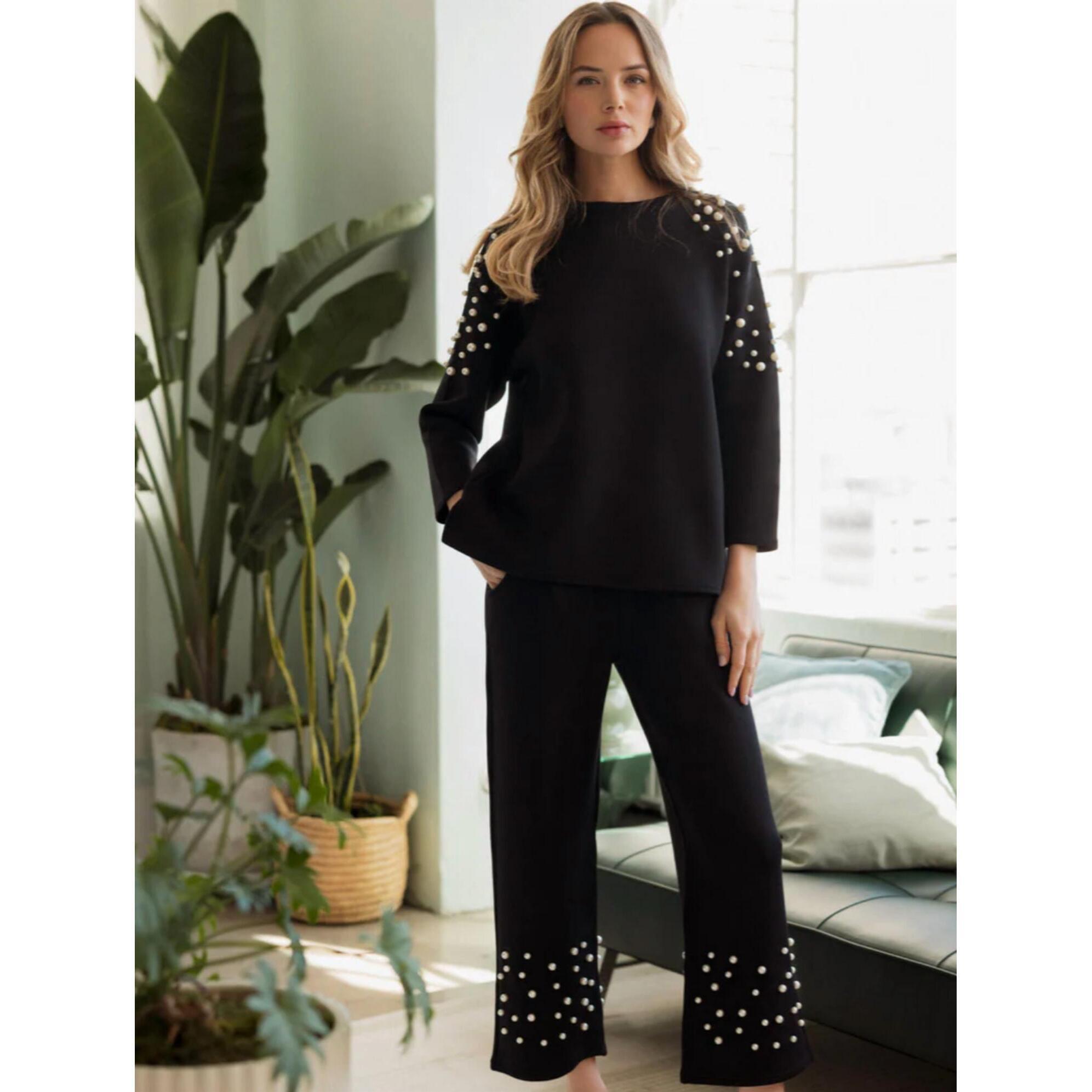New Joh Faith Pearl Pants In Black